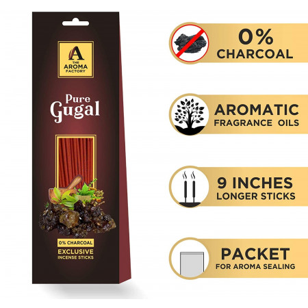 The Aroma Factory Wood Incense Sticks for Pooja Chandan, Gugal, Loban, Mogra Agarbatti Packet (6 cm x 8 cm x 26 cm, Pack of 4 x 30)