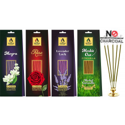 The Aroma Factory Wood Fragrance Incense Sticks Chandan Sandal, Citronella, Pineapple, Lavender Agarbatti (6 cm x 8 cm x 26 cm, Pack of 4 x 30)