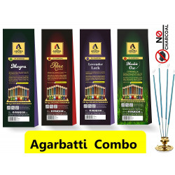 The Aroma Factory Wood Fragrance Incense Sticks Chandan Sandal, Citronella, Pineapple, Lavender Agarbatti (6 cm x 8 cm x 26 cm, Pack of 4 x 30)