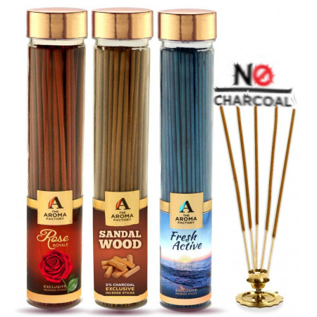 The Aroma Factory Attar Jannat Ul Firdaus Incense Sticks Agarbatti (Low Smoke, No Charcoal, 100% Masala) Home Fragrance (Bottle Pack of 100)
