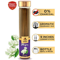 The Aroma Factory Mogra Incense Sticks Masala Natural Agarbatti (Low Smoke, No Charcoal, Herbal) Flower Room Fragrance Jar for Positivity, Good Luck, Health & Wealth, Pooja, Home (Bottle Pack of 100)