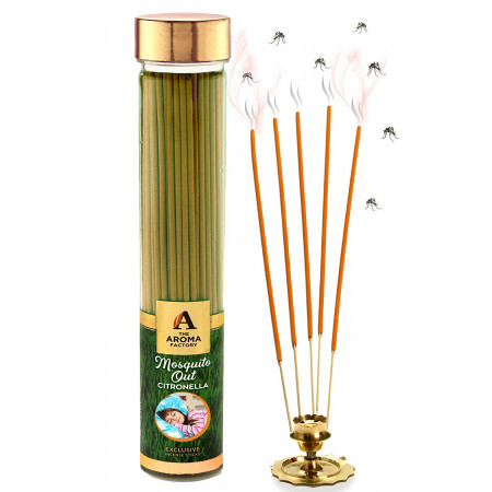 The Aroma Factory Mosquito Out Citronella Garden Incense Sticks Mosquito Repellent Agarbatti - Herbal and Natural (Bottle Pack of 100 Grams)