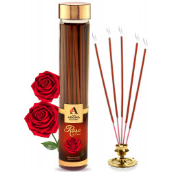 The Aroma Factory Rose Gulab Incense Sticks Agarbatti (No Charcoal, Low Smoke, Herbal Masala Bamboo, Red) Bottle Pack of 100