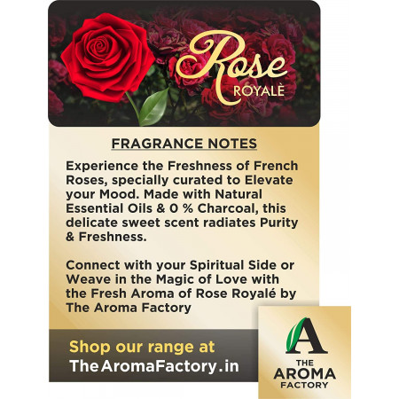 The Aroma Factory Rose Gulab Incense Sticks Agarbatti (No Charcoal, Low Smoke, Herbal Masala Bamboo, Red) Bottle Pack of 100