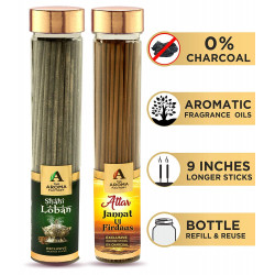 The Aroma Factory Attar Jannat Ul Firdaus and Shahi Loban Agarbatti (Bottle Pack of 2 x 100)