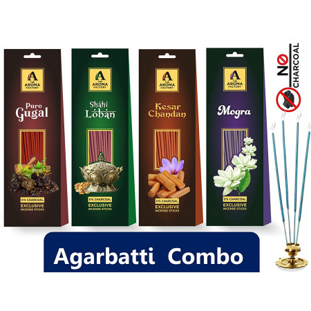 The Aroma Factory Precious Assorted and Masala Incense Stick Chandan Sandal, Rose, Loban, Gugal, Lavender, Mogra, Pineapple,Green Apple,Citronella (0% Charcoal) Agarbatti(Pack of 9 X 30 Sticks)