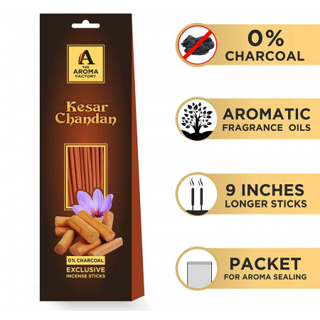 The Aroma Factory (0% Charcoal) Pure Gugal and Chandan Sandal Woods Incense Sticks Agarbatti, 2 Packets x 30 Sticks Each