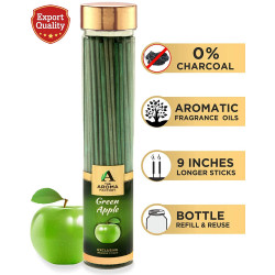 The Aroma Factory Green Apple Incense Sticks (0% Charcoal) Agarbatti (Charcoal Free & 100% Natural) Fruit Fragrance for Pooja, Room Freshener (Bottle Pack of 100)