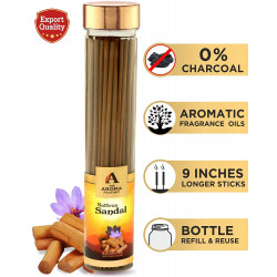 The Aroma Factory Kesar Chandan Saffron Sandal Incense Sticks 100% Herbal & Charcoal Free (Bottle Pack of 100)