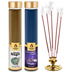 The Aroma Factory White Sage & Lavender Luck Agarbatti (Charcoal Free & Low Smoke) Bottle Pack of 2 x 100